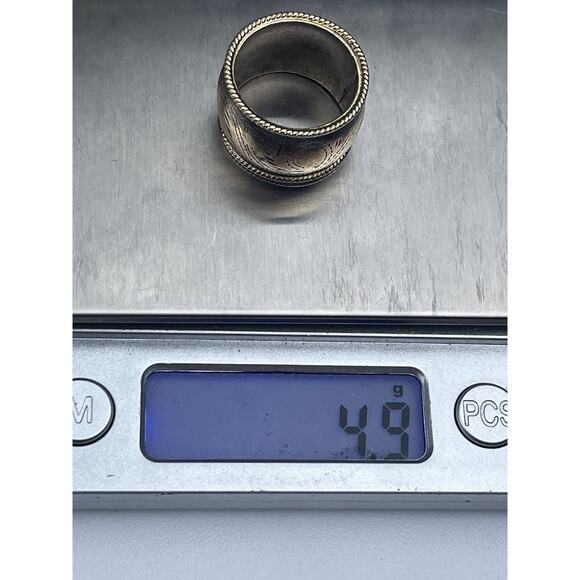 MSW Sterling Silver Band Ring Engraved Floral Size 7 Thailand - Picture 11 of 12